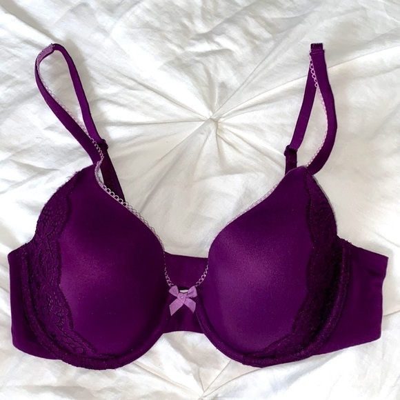 Victoria's Secret Purple Lined Perfect Coverage Lace Bra 34C Like New Fall Color - Picture 3 of 17
